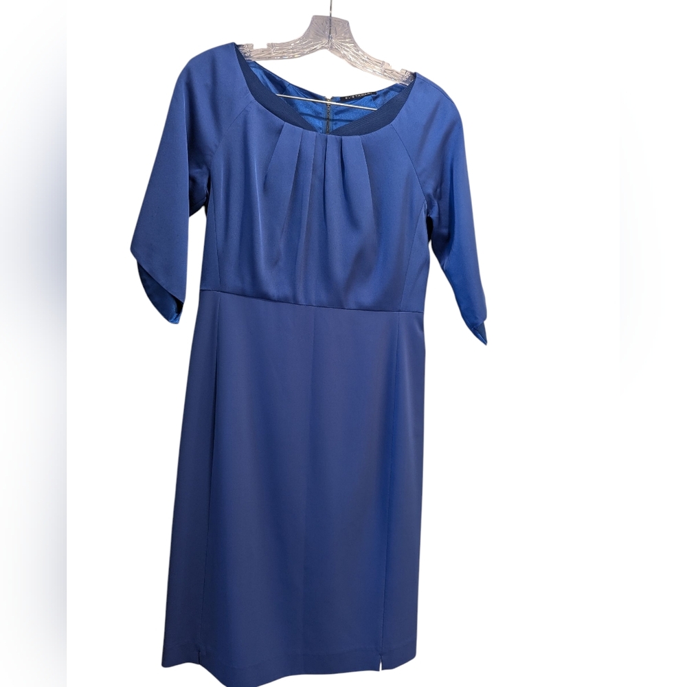 Elie Tahari 3/4 Sleeve Cobalt Blue Silk Cocktail Formal Dress Size US 4 UK 8 EUC
